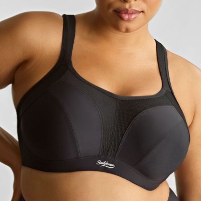 Sculptresse by Panache 9441 Activate UW Non-Padded Sports Bra Black Underwired, non-padded sports bra with racerback option 75-105, D-O SCU-9441-BLK