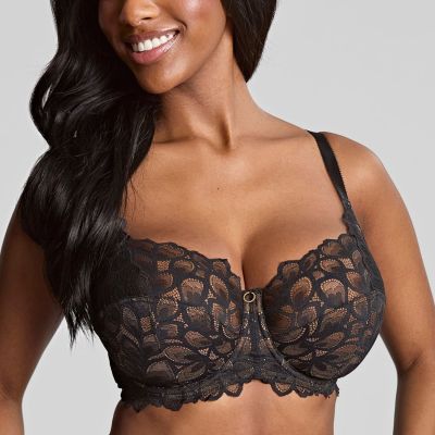 Panache Allure Full Cup Bra Black & Latte Underwired non-padded full cup lace bra. 65-90, D-J 10765-B&L