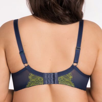 Gorsenia Arianna Soft Bra Navy & Lime Underwired, non-padded mesh bra with eyelash lace. 70-95, D-J K798