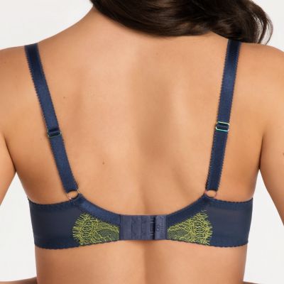 Gorsenia Arianna Soft Bra Navy & Lime Underwired, non-padded mesh bra with eyelash lace. 70-95, D-J K798