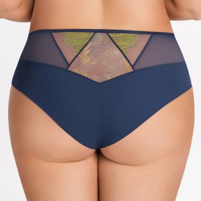 Gorsenia Arianna Briefs Navy & Lime Midi briefs with medium high waist. L/40 - 4XL/48 K799