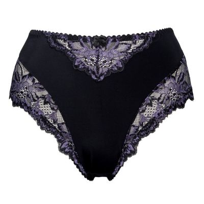 Plaisir Beate Midi Briefs Black & Violet Mid high briefs to Beate range. 40-56 144-29/VIO