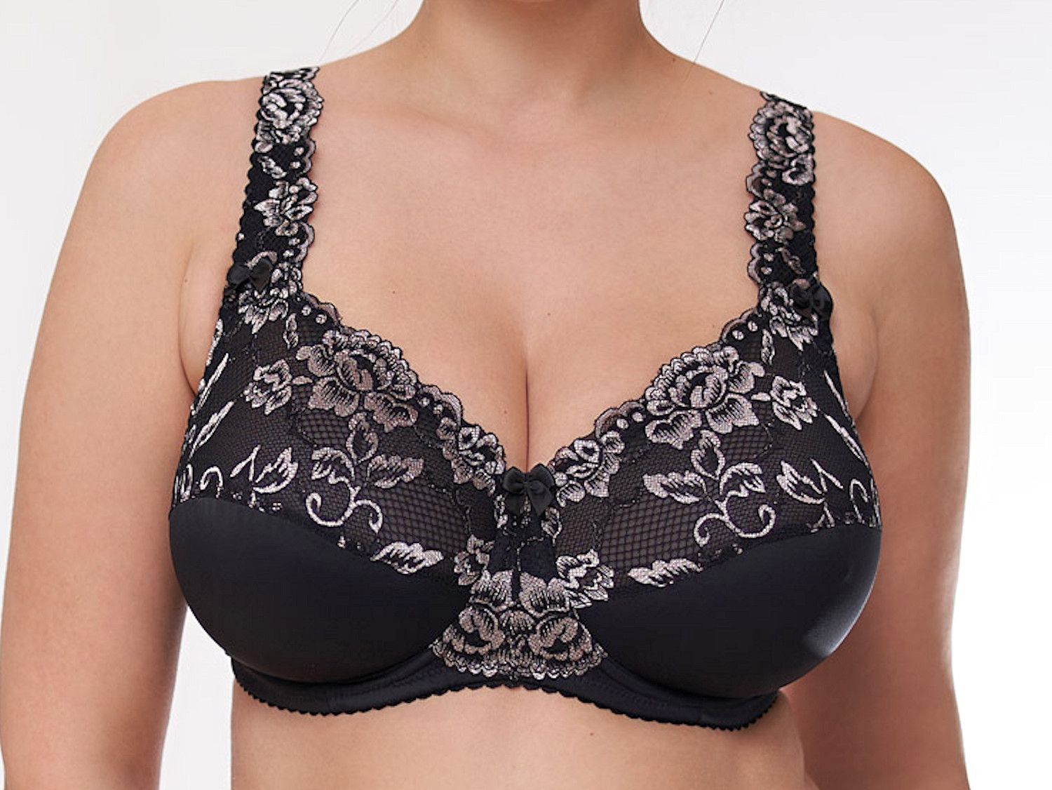  Womens Floral Lace Bra Plus Size Firm Hold Non Wired Non  Padded Full Coverage Minimizer 32DDD Gray