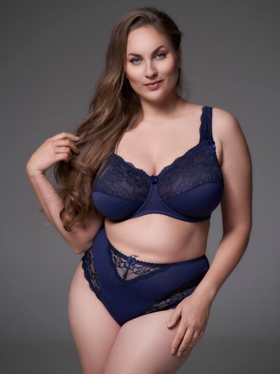 Plaisir Beate Elegance Full Cup Bra Dark Blue Underwired, non padded, stretch lace full cup bra. 80-110 D-H 619432-17/DAB