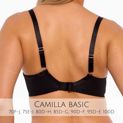 Gaia Lingerie Camilla Soft Bra Black Underwired, soft cup balconnet bra with side support. 70-105, D-L BS-1262-CZA-S16