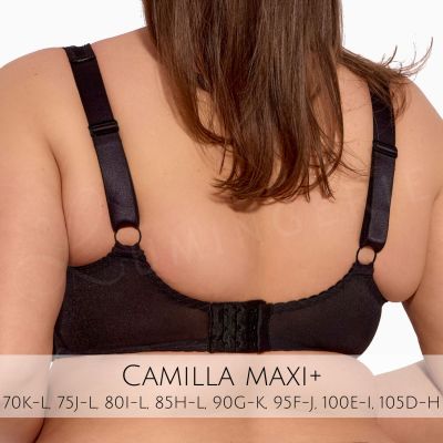 Gaia Lingerie Camilla Soft Bra Black Underwired, soft cup balconnet bra with side support. 70-105, D-L BS-1262-CZA-S16