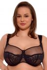 Gaia Lingerie Camilla Soft Bra Black-thumb Underwired, soft cup balconnet bra with side support. 70-105, D-L BS-1262-CZA-S16