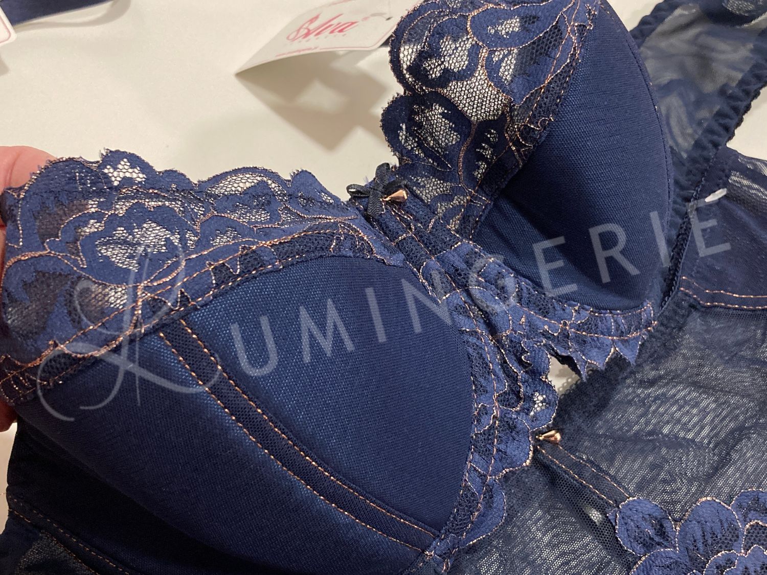 Semi-soft navy blue bra with beautiful lace Ava 1992 Navy Blue buy
