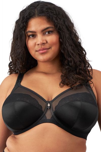 Elomi Cate Allure Full Cup Bra Black Underwired, non-padded full cup bra with bagged-in double layer wings. 75-105, F-O EL302405-BLK