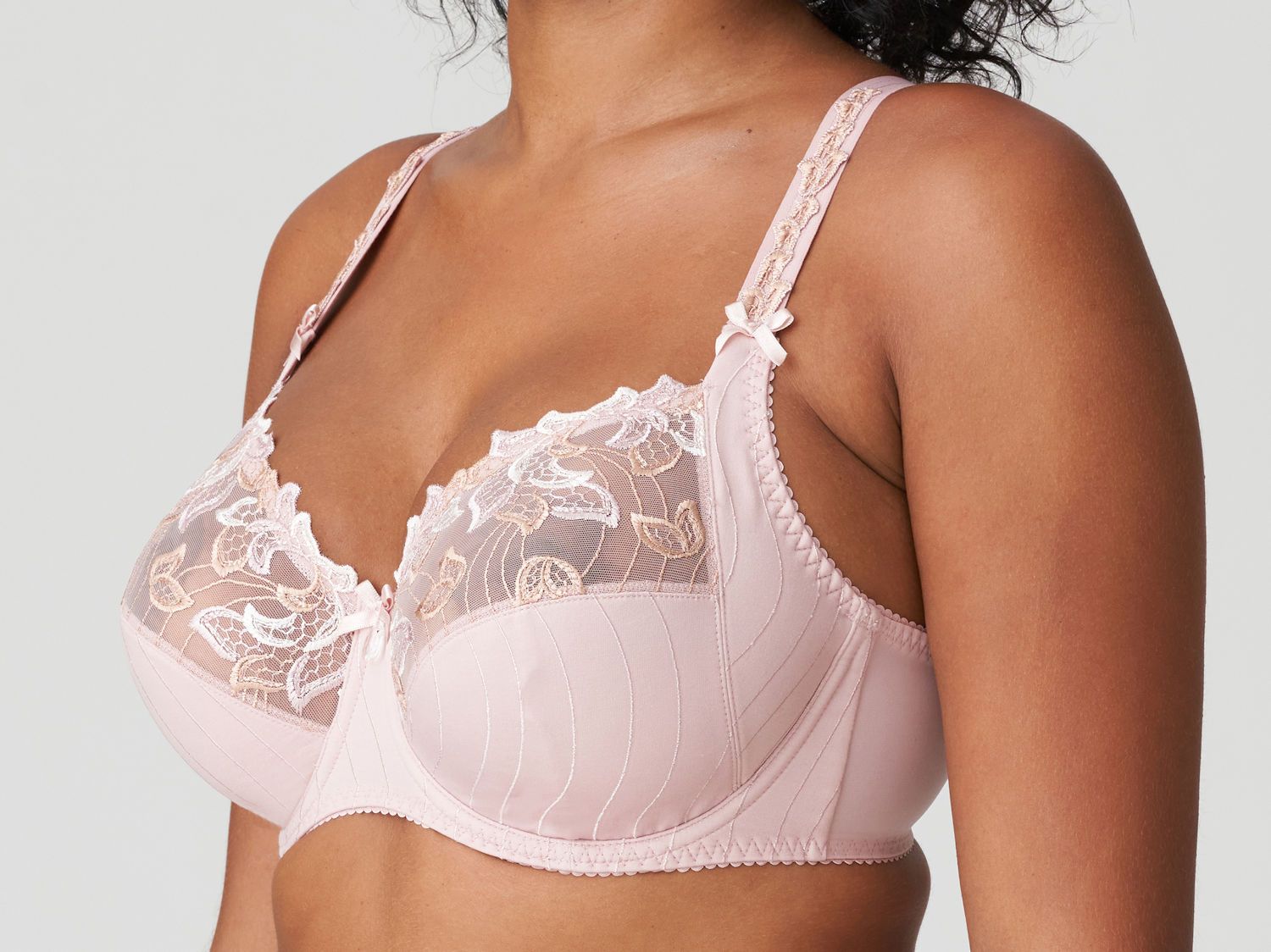 Vintage Lace Padded Wired Strapless Bra - Pink
