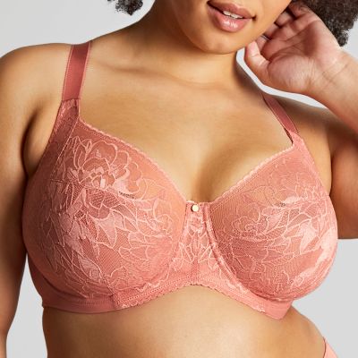 Sculptresse by Panache Dream UW Full Cup Bra Rose Pink Underwired non-padded full cup mesh and stretch lace bra. 75-105, E-O 10805-ROP