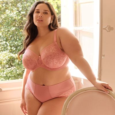 Sculptresse by Panache Dream UW Full Cup Bra Rose Pink Underwired non-padded full cup mesh and stretch lace bra. 75-105, E-O 10805-ROP