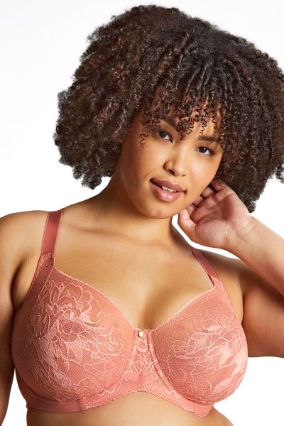 Sculptresse by Panache Dream UW Full Cup Bra Rose Pink Underwired non-padded full cup mesh and stretch lace bra. 75-105, E-O 10805-ROP