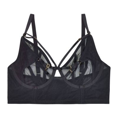 Playful Promises Eddie Crossover UW Bra Black Underwired non-padded balcony bra. 65-100, D-K PP-3144-B