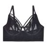 Playful Promises Eddie Crossover UW Bra Black-thumb Underwired non-padded balcony bra. 65-100, D-K PP-3144-B