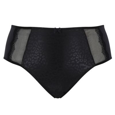 Sculptresse by Panache Esme Deep Brief Black Animal Normal rise, high leg brief. M/38 - 5XL/50 10924-BLA