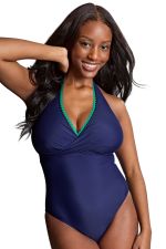 Faye Non-Wired Halter Swimsuit Ric Rac Navy