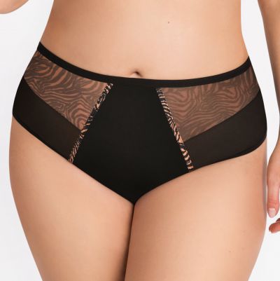 Gorsenia Gisela Briefs Black Tiger Midi briefs with medium high waist. M/38 - 4XL/48 K880