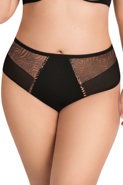 Gorsenia Gisela Briefs Black Tiger Midi briefs with medium high waist. M/38 - 4XL/48 K880