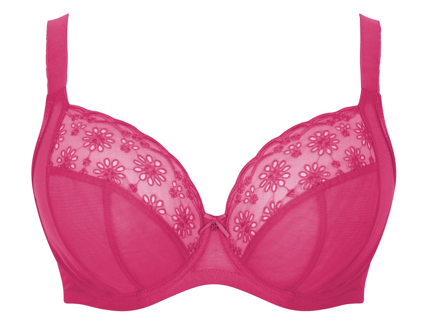 Moonlit Florals Padded Wired Demi Cup Satin Bra - Haute Red