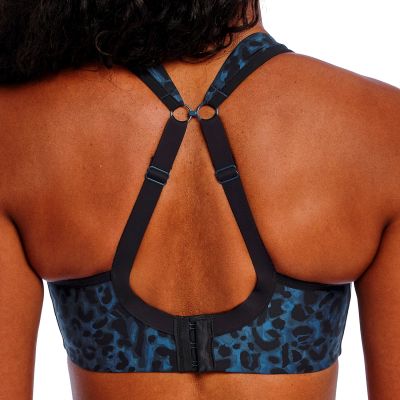 Freya Active High-Octane UW Sports Bra Midnight Leopard Underwired and padded sports bra with a racerback option. 60-90, D-M AC401003-MIO