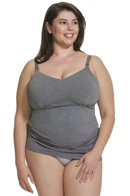 Cake Maternity Ice Cream Nursing Tank Top, Nursing Tops for Women  Breastfeeding with Built in Bra (for US B-E Cups), Grey, Small