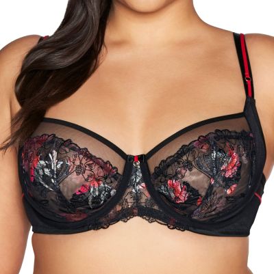 Ava Lingerie Intense UW Soft Side Support Bra Black Underwired, non-padded mesh balcony bra. 65-105, D-L AV2122-BLK