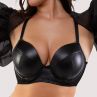 Playful Promises Iris UW Padded Plunge Bra Black Leatherette-thumb Underwired, padded bra in leatherette. 65-100, D-K PP-3316-BLE