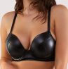 Playful Promises Iris UW Padded Plunge Bra Black Leatherette-thumb Underwired, padded bra in leatherette. 65-100, D-K PP-3316-BLE