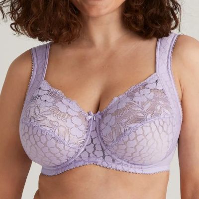 Miss Mary Jacquard & Lace UW Bra Lavender Underwired full cup bra with stretch lace cups. 75-110, D-G MM-2166-09/LAV