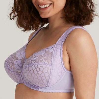 Miss Mary Jacquard & Lace UW Bra Lavender Underwired full cup bra with stretch lace cups. 75-110, D-G MM-2166-09/LAV