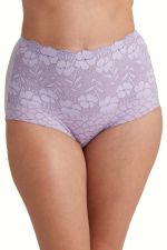 Jacquard & Lace Support Brief Lavender