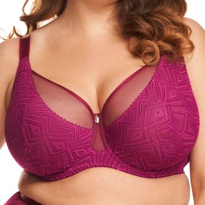 Nessa Joanna Soft UW Bra Amaranth Underwired non-padded balconnet with double layer mesh and stretch lace cups. 65-100, E-O JOA-550-AMA