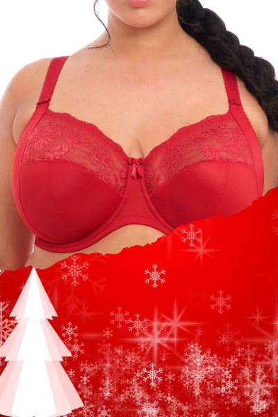 Elomi Morgan UW Banded Bra Haute Red Underwired, non-padded banded bra in full cup 70-100, E-O EL4111-HAD