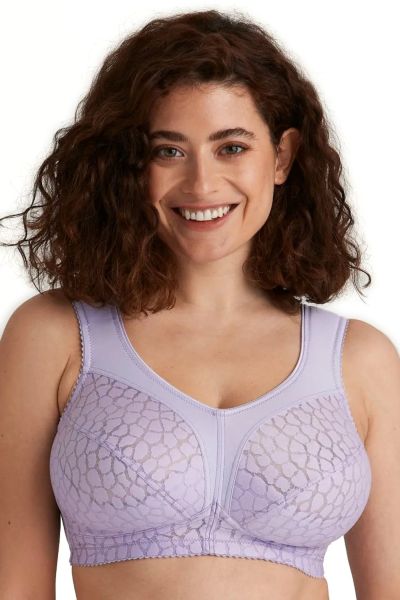 Miss Mary Lovely Jacquard Non-Wired Bra Lavender non-wired, full cup bra with extra wide straps. 80-110 D-I MM-2424-09/LAV