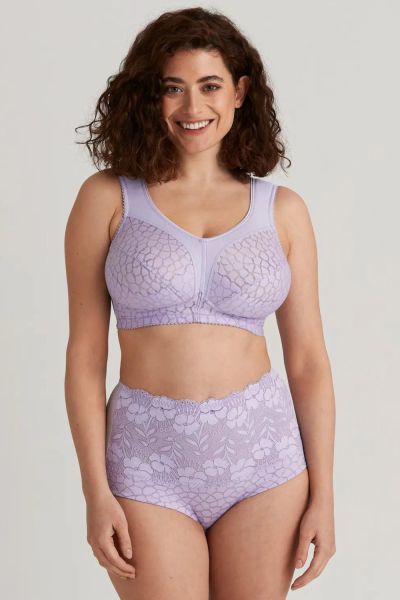 Miss Mary Lovely Jacquard Non-Wired Bra Lavender non-wired, full cup bra with extra wide straps. 80-110 D-I MM-2424-09/LAV