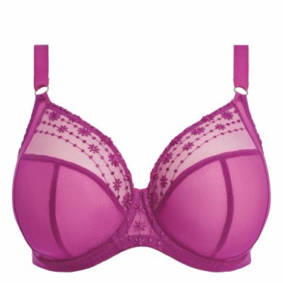 Elomi Matilda UW Plunge Bra Hollyhock Daisy Underwired, full cup plunge bra. 70-100, E-O EL8900-HOC