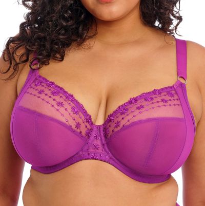 Elomi Matilda UW Plunge Bra Hollyhock Daisy Underwired, full cup plunge bra. 70-100, E-O EL8900-HOC