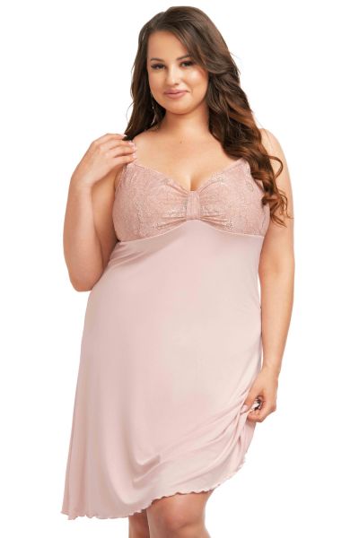 Nessa Milena Nighty Peachy Pink Sleeveless nightie with adjustable straps. S / 36-38 - 5XL / 50-52 547-II-pink