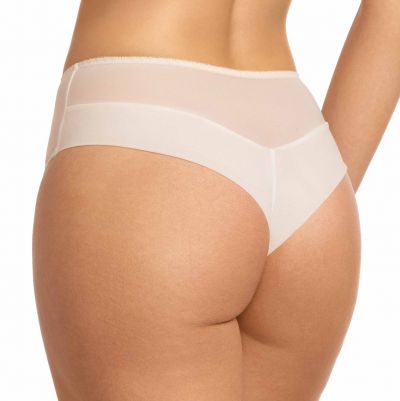 Nessa Milena Brazilian Ecru Brazilian briefs with mesh insert at front. M-5XL MIL-NO3-ECR