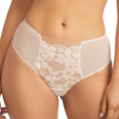 Nessa Milena Brazilian Ecru Brazilian briefs with mesh insert at front. M-5XL MIL-NO3-ECR