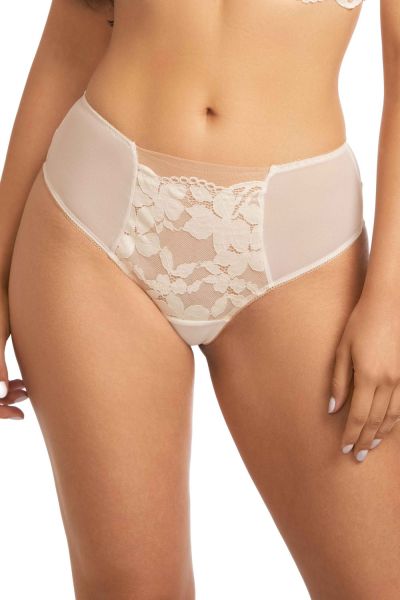 Nessa Milena Brazilian Ecru Brazilian briefs with mesh insert at front. M-5XL MIL-NO3-ECR