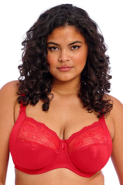 Elomi Morgan UW Banded Bra Haute Red Underwired, non-padded banded bra in full cup 70-100, E-O EL4111-HAD