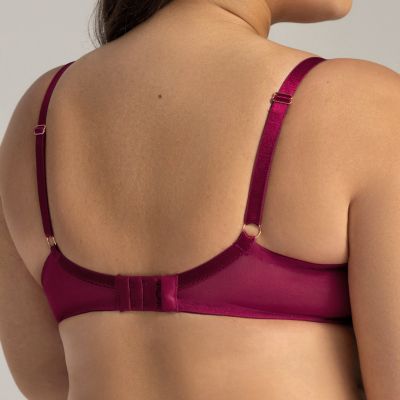 Ava Lingerie Mystic UW Soft Side Support Bra Chianti Underwired, non-padded mesh and lace balcony bra. 65-105, D-L AV2150-CHI