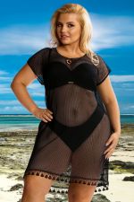 Plaisir Pearl Faux Wrap Swimsuit Black/Grey with Glitter