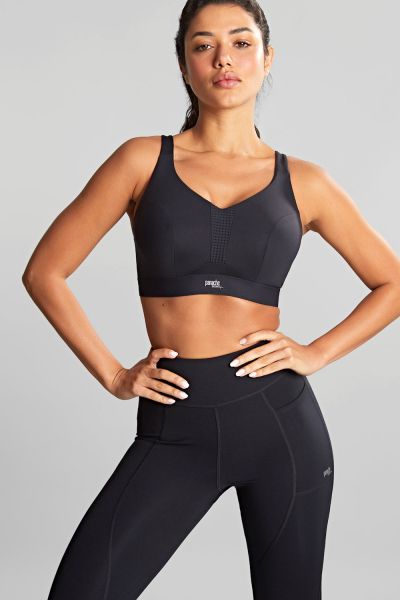 Panache Sport Endurance UW Non-Padded Sports Bra Black Underwired, non-padded sports bra with racer back option. 60-90, D-M 5022-BLK