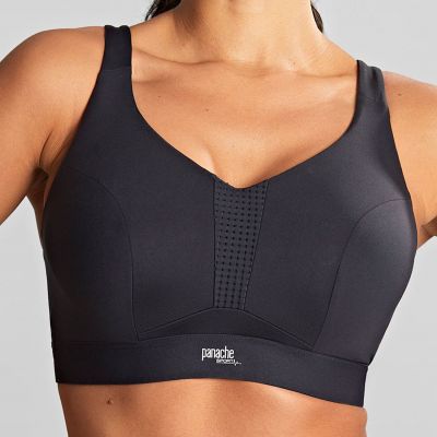 Panache Sport Endurance UW Non-Padded Sports Bra Black Underwired, non-padded sports bra with racer back option. 60-90, D-M 5022-BLK