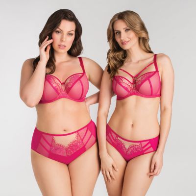 Gorsenia Paradise Soft Bra Amarante Underwired, non-padded bra mesh and lace bra. 65-100, D-M K496-AMA