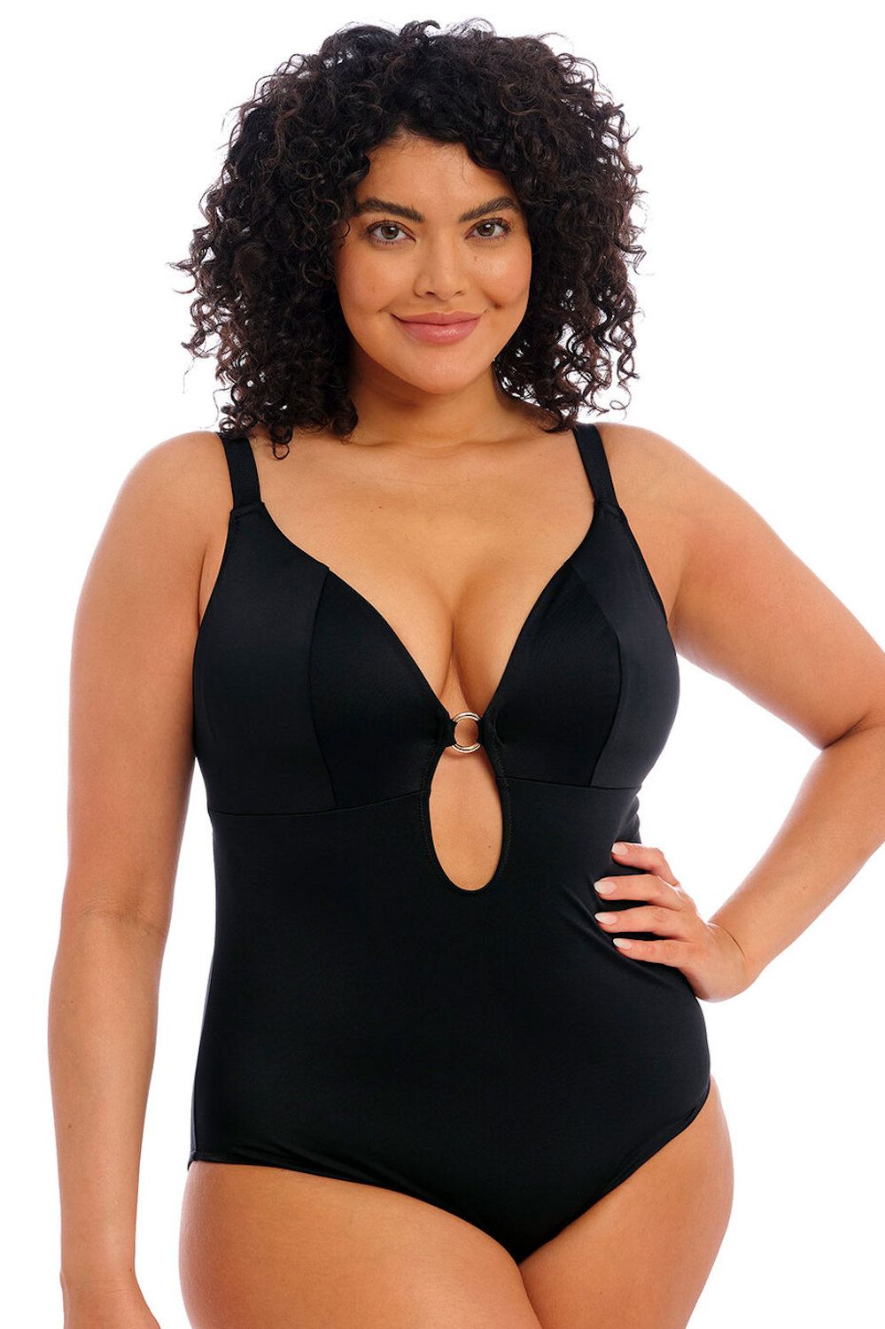 Elomi Plain Sailing Non-Wired Plunge Swimsuit Black