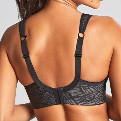 Panache Sport 5021C Power UW Padded Sports Bra Black & Chalk Underwired, padded sports bra with racer back option. 65-90, E-M 5021C-BLC